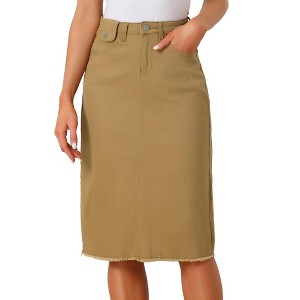 INSPIRE CHIC Women's Casual High Waist Back Slit Short Denim Skirts - 1 of 4