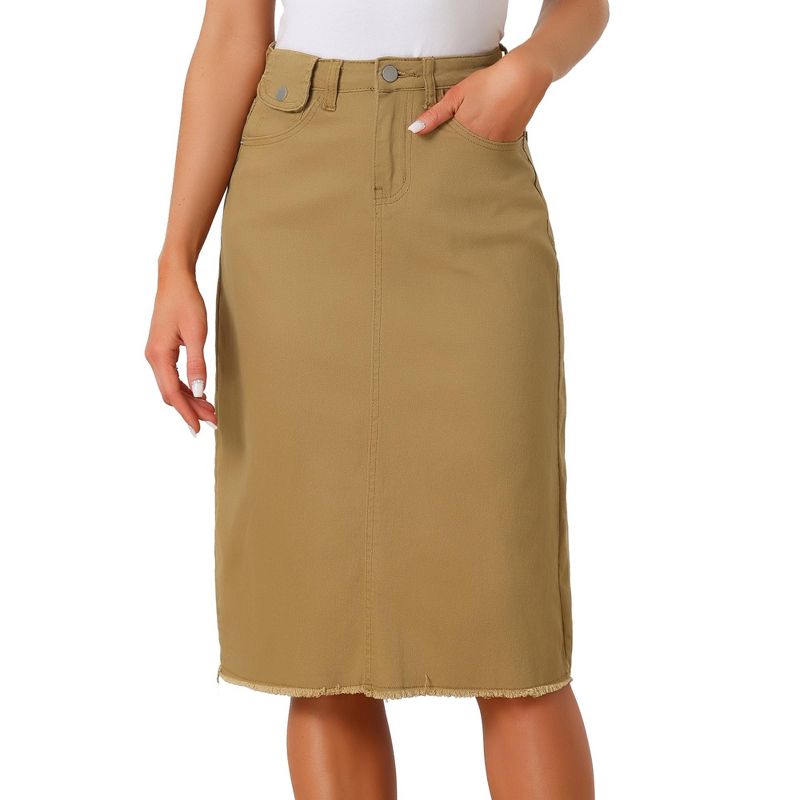 Allegra K Women's Casual High Waist Back Vent Short Denim Skirts, 1 of 5