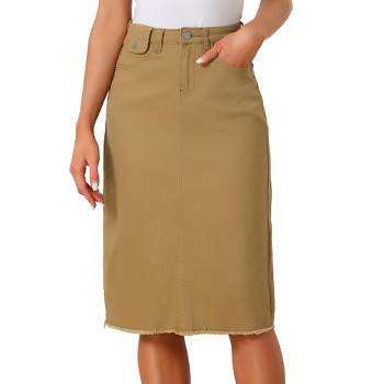 Allegra K Women's Casual High Waist Back Vent Short Denim Skirts