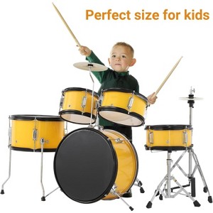 5Pcs Kids Drum Set for Beginner Music Learning & Practice, Junior Percussion Kit With Bass Drum, Tom, Snare Drum, Hi-Hat, Cymbal & Drum Pedal - 1 of 4