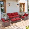 POCASSY 4 Piece Patio Furniture Set, All Weather Brown Wicker Outdoor Conversation Set with Patio Couch, Swivel Glider Chairs, and Metal Coffee Table - 2 of 4