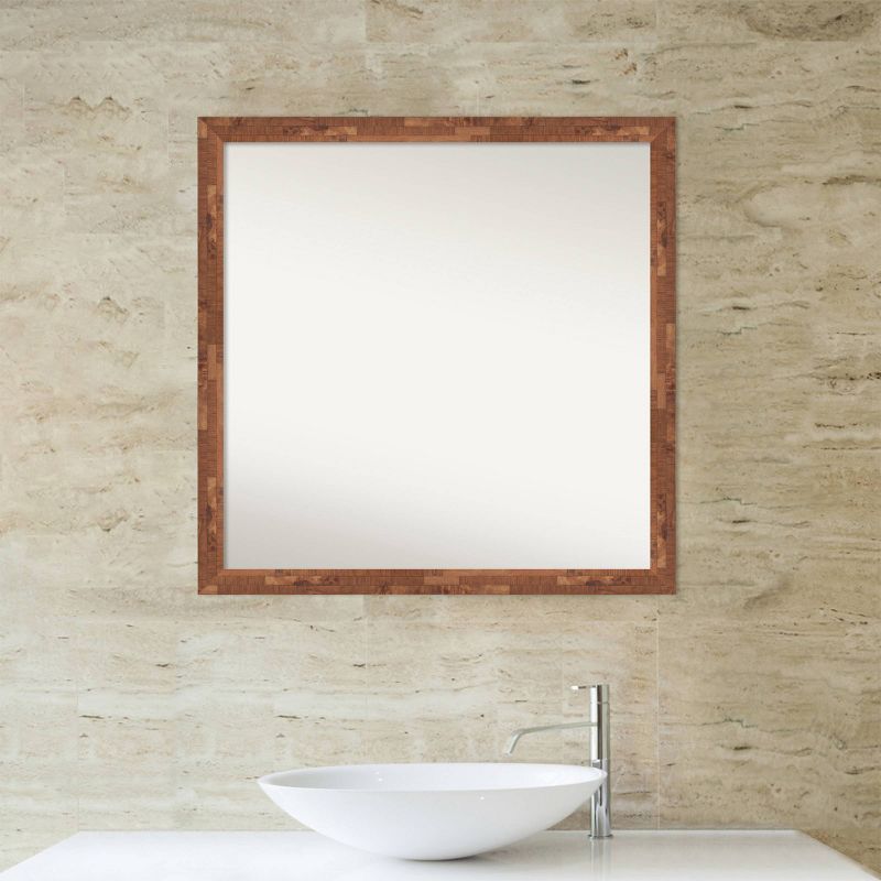 29&#34; x 29&#34; Non-Beveled Fresco Wood Bathroom Wall Mirror Light Pecan Brown - Amanti Art, 6 of 11