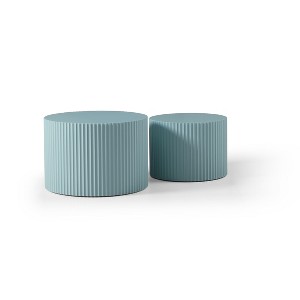 MDF Nesting Table Set of 2,Handcraft Round Coffee Table for Living Room/Leisure Area, Blue - 1 of 1