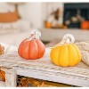 Transpac Glass Harvest Pumpkin Set of 2 Fall Home Decorations for Autumn Thanksgiving Decorative Objects - 2 of 3