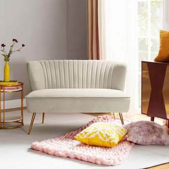 Velvet Nicolas Loveseat Chair Contemporary  2-Seater Sofa for Living Room and Bedroom Tufted Back Loveseat  | Karat Home
