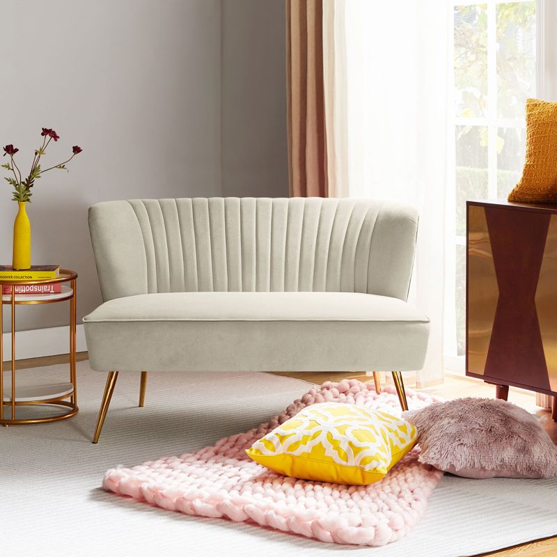 Velvet Nicolas Loveseat Chair Contemporary  2-Seater Sofa for Living Room and Bedroom Tufted Back Loveseat  | Karat Home, 1 of 13