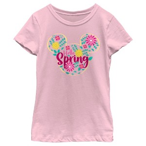 Girl's Mickey & Friends Hello Spring Logo T-Shirt - 1 of 4