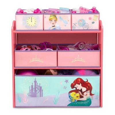 Disney Princess Pink Wooden 6-Bin Toy Organizer