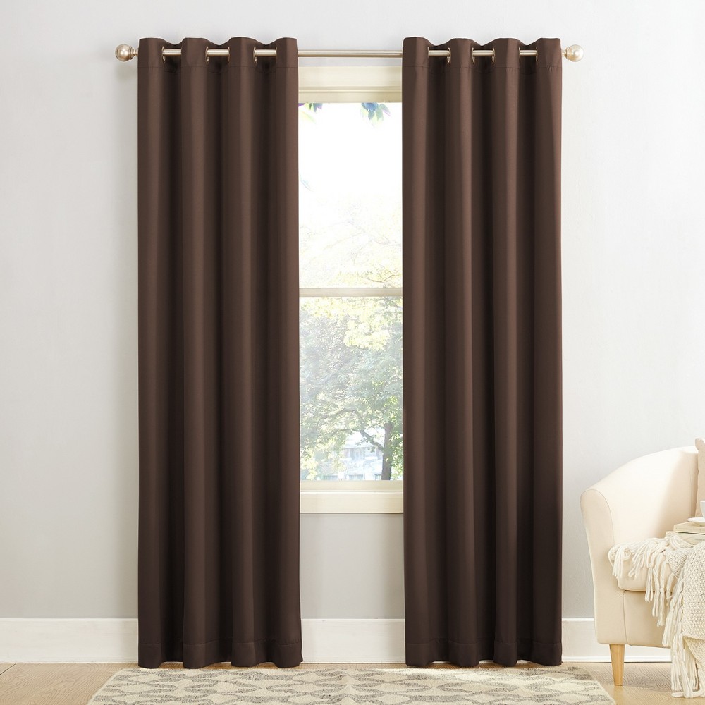 Photos - Curtains & Drapes 95"x54" Seymour Energy Efficient Grommet Room Darkening Curtain Panel Brow