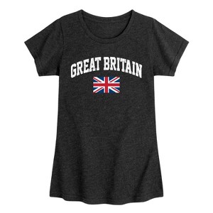 Girls' - Instant Message - Great Britain Flag Fitted Short Sleeve Graphic T-Shirt - 1 of 4