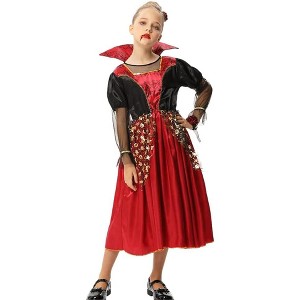Vampire costume for children, vampire costume for girls, Halloween party and cosplay costume - 1 of 4