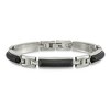 Black Bow Jewelry Men's 9mm Two Tone Stainless Steel Textured Link Bracelet, 8.25 Inch - 3 of 4