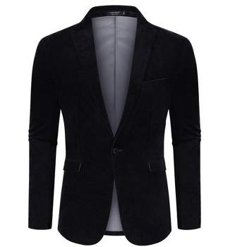 Men's Casual Blazer Corduroy Jacket One Button Sport Blazer Slim Fit Suits Business Vintage Outerwear