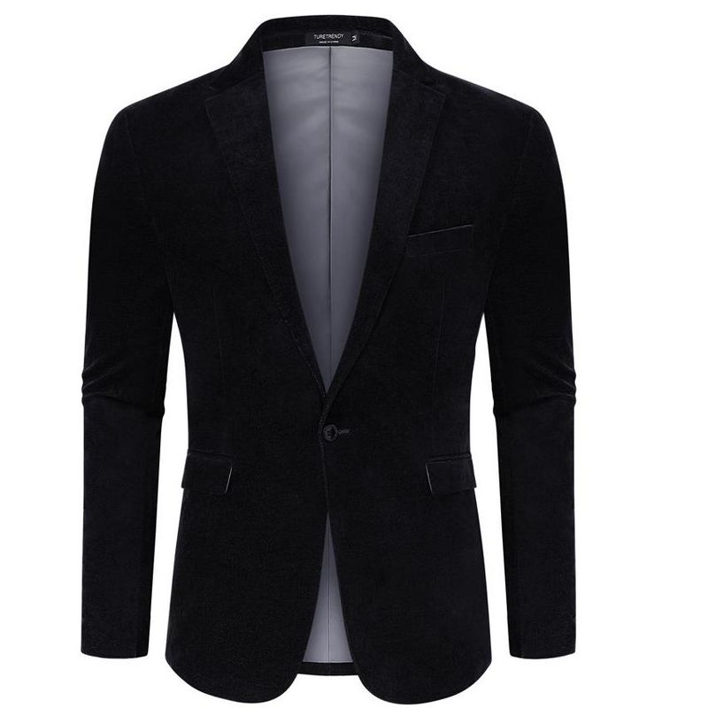 Men's Casual Blazer Corduroy Jacket One Button Sport Blazer Slim Fit Suits Business Vintage Outerwear, 1 of 7