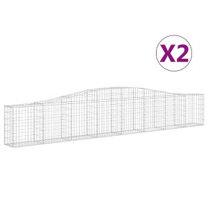 vidaXL 2 Set Arched Gabion Baskets in Galvanized Iron, 157.5"x11.8"x23.6"/31.5", Sturdy Wire Diameter - Great for Outdoor Decor & Garden Barrier - 1 of 4
