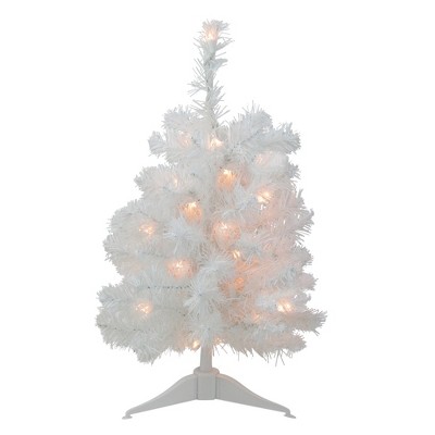 Northlight 18" Pre-Lit Medium Snow White Artificial Christmas Tree - Clear Lights