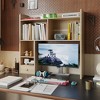 Itopfox Desktop Bookshelf, Tall Countertop Desk Hutch with Shelves and Drawer for Computer Desk, Organizer for Dorm Office Home, Natural - 2 of 4