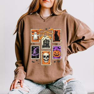 Simply Sage Market Coquette Halloween Stamps Lightweight Garment Dyed Sweatshirt - 1 of 4