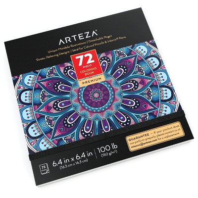 Arteza Adult Stress-Relieving Mandala Coloring Book, Black Outlines - 72 sheets (ARTZ-3477)