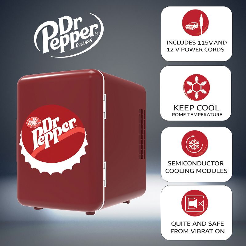 Dr. Pepper® 6-Can Portable Mini Fridge, MIS153DRP, Red, 3 of 11