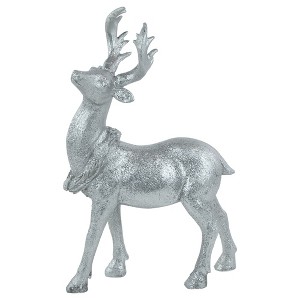 Northlight Standing Glitter Reindeer Christmas Decoration - 10.75" - Silver Finish - 1 of 4