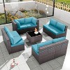 ALAULM 9 Pieces Patio Furniture Set, Rattan Wicker Outdoor Conversation Sets, Outdoor Furniture Sofa Set - 2 of 4