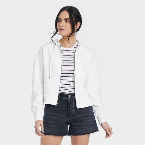 Women's Cropped Hooded Zip-up Sweatshirt - Universal Thread