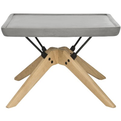 Delartin 22" Square Concrete and Oak Coffee Table in Dark Grey