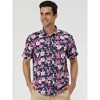 Lars Amadeus Men's Summer Floral Print Short Sleeve Button Down Beach Hawaiian Casual Shirt - 3 of 4