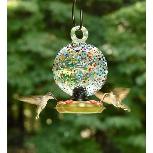 Recycled Glass Round La Fortuna Hummingbird Feeder Plow Hearth