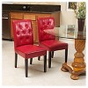 Set of 2 Gentry Bonded Leather Dining Chair Red - Christopher Knight Home: Tufted, Padded, Solid Wood Legs - 2 of 4
