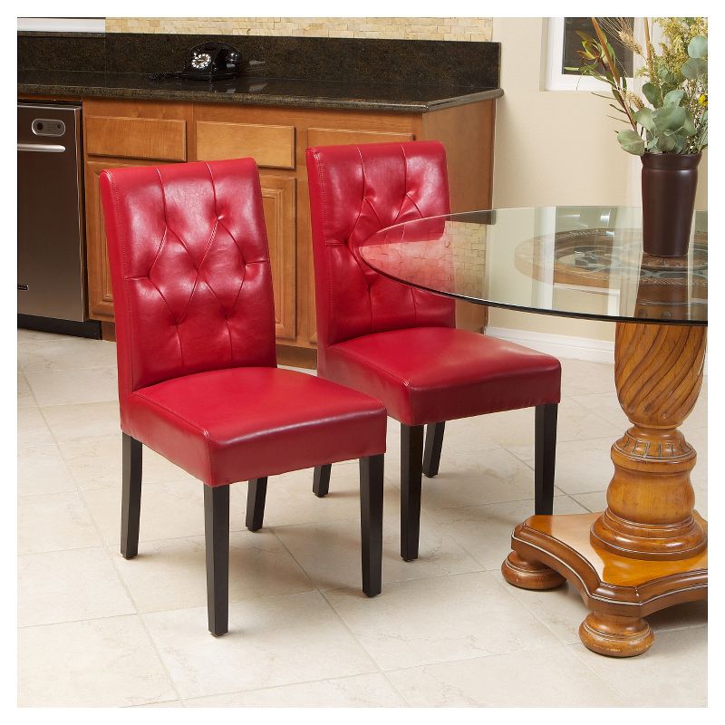 Set of 2 Gentry Bonded Leather Dining Chair Red - Christopher Knight Home, 3 of 6