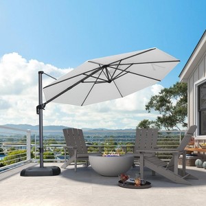 PURPLE LEAF 11 Feet Patio Umbrella Outdoor Cantilever Round Umbrella  Aluminum Offset Umbrella with 360-degree Rotation for Garden Pool Patio,  White