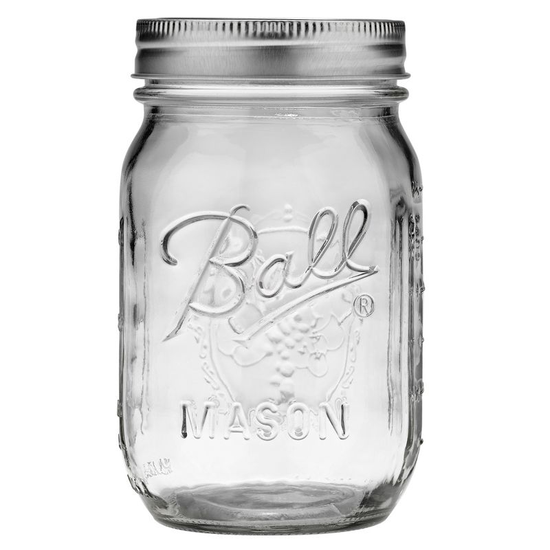 Ball 16oz 12pk Glass Regular Mouth Mason Jar with Lid and Band, 1 of 6