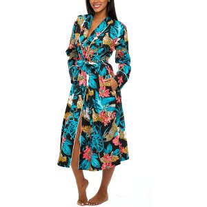 ADR Womens Soft Cotton Knit Jersey Lounge Robe with Pockets, Long Bathrobe - 1 of 4