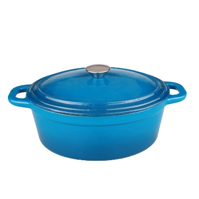 BergHOFF Neo 8 Qt Cast Iron Oval Covered Dutch Oven, Blue