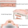 Whizmax 2-in-1 Kids Vanity, Wooden Princess Makeup Desk Dressing Table, Pretend Play Vanity Set for Kids - 3 of 4