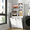 Akoasm 62.99 in. H Bathroom Storage Cabinet with Multiple Storage Space and Adjustable Shelf For Bathroom-White - 2 of 4