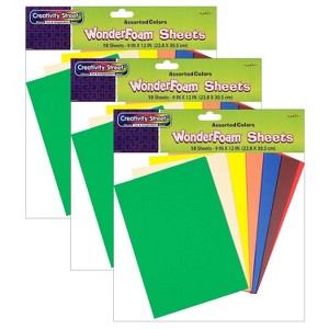 Creativity Street WonderFoam Sheets, Assorted 10 Colors, 9" x 12", 10 Per Pack, 3 Packs - 1 of 3