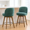 Bekrvio 26" Swivel Counter Height Bar Stools Set of 1/2/3/4,Fabric Upholstered Bar Chairs with Walnut Wood Legs, Counter-Height Kitchen Island Stools - 2 of 4