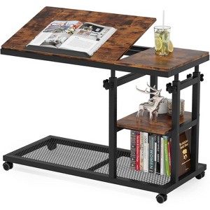 Tribesigns Height Adjustable End Table, C-Type Side Table with Wheels - 1 of 4