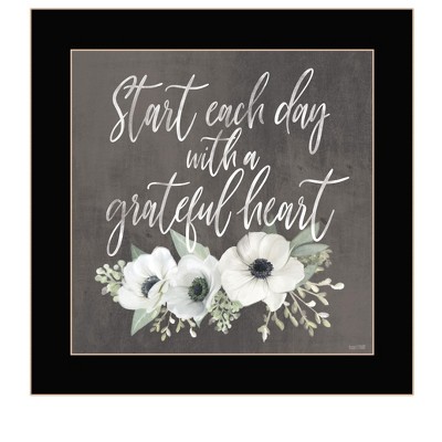 HomeRoots Grateful Heart Black Framed Print Wall Art