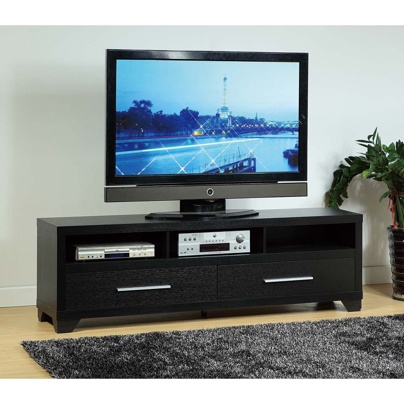 FC Design 72"W TV Stand With 3 Open Shelves and 2 Storage Drawers for TVs up to 80 Inches, 3 of 4