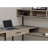 Vynxaria Modern L-Shaped Corner Computer Desk Brown Laminate  Black Metal Frame with Storage Drawers for Home Office Laptop Work - 3 of 4