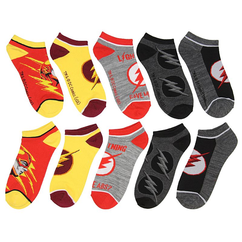 DC Comics The Flash Lighting Logo 5 Pair No-Show Ankle Socks Multicoloured, 2 of 4