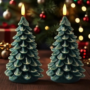 Christmas Tree Candles Battery Operated, Flameless LED Candle Lights with 6H Timer, Set of 2 - 1 of 4
