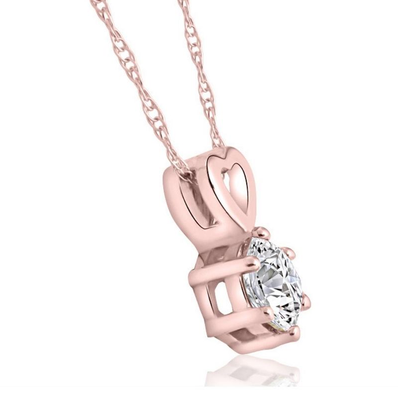Pompeii3 1/2Ct Diamond Solitaire Heart Pendant Necklace in White, Yellow, or Rose Gold, 1 of 3