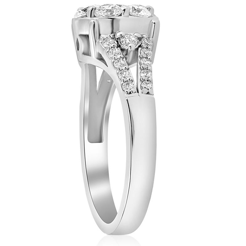 Pompeii3 1 ct Diamond Halo Engagement Ring 10k White Gold Round Brilliant Cut Pave, 3 of 5