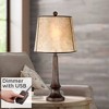 Franklin Iron Works Naomi Industrial Rustic Table Lamp 25" High Bronze with USB Charging Port Mica Shade for Bedroom Living Room Bedside Office Desk - 2 of 4