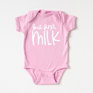 The Juniper Shop But First Milk Baby Bodysuit - 24mo - Pink - 1 of 2